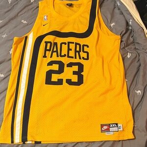 Nike Yellow Pacers Mesh Jersey Accent with Navy Graphics
